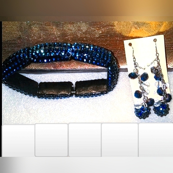 Blue Beaded Sparkly Earrings, Bracelet & Necklace - Picture 15 of 16